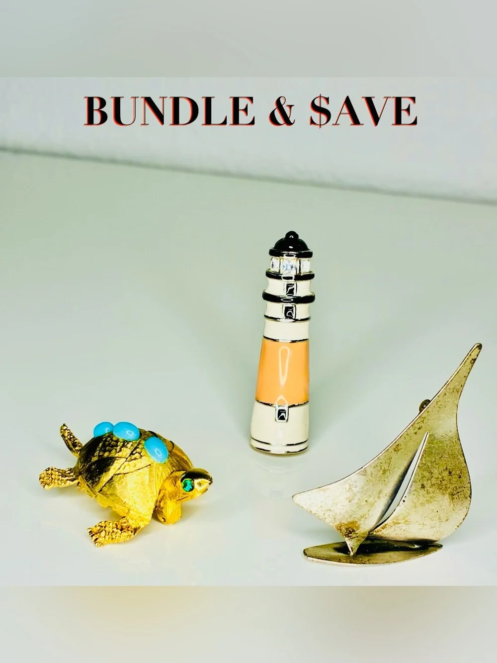 VTG PELL Gold-Tone Turtle Brooch with Turquoise Cabochons and Emerald Eyes EUC